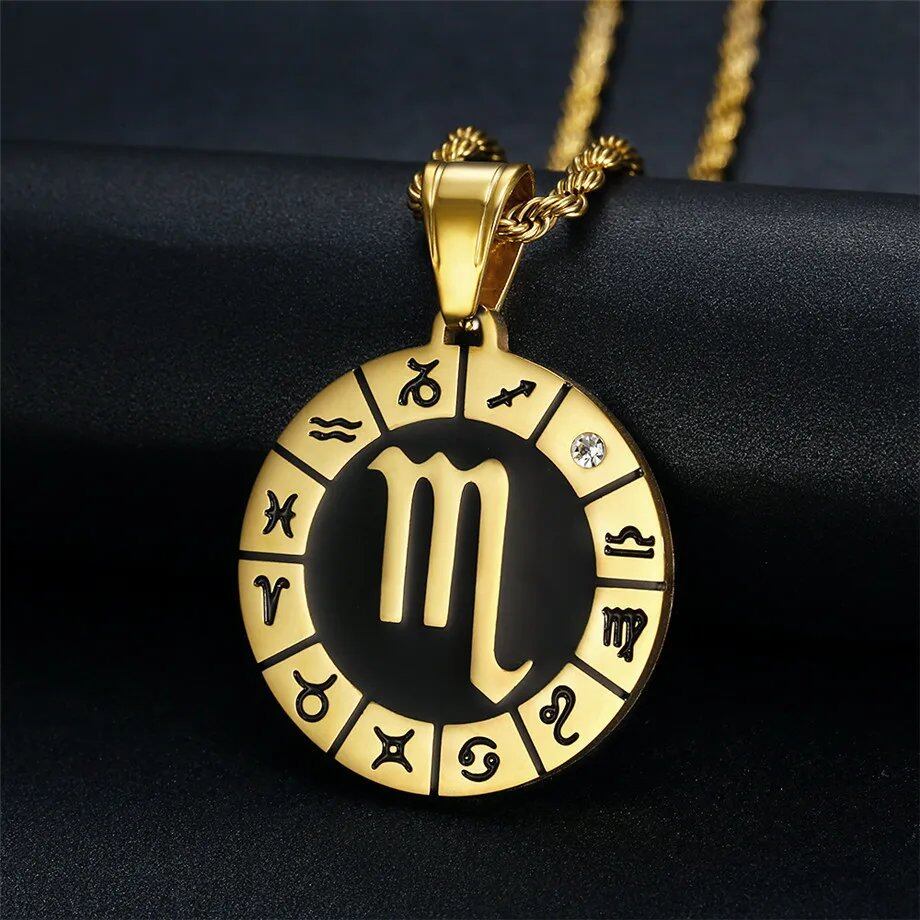 Leo 12 Zodiac Sign Necklace, Birthday Gift, Gold-Colored Stainless Steel Amulet Pendant, Zodiac Sign Jewelry, Wholesale, Parallel Import