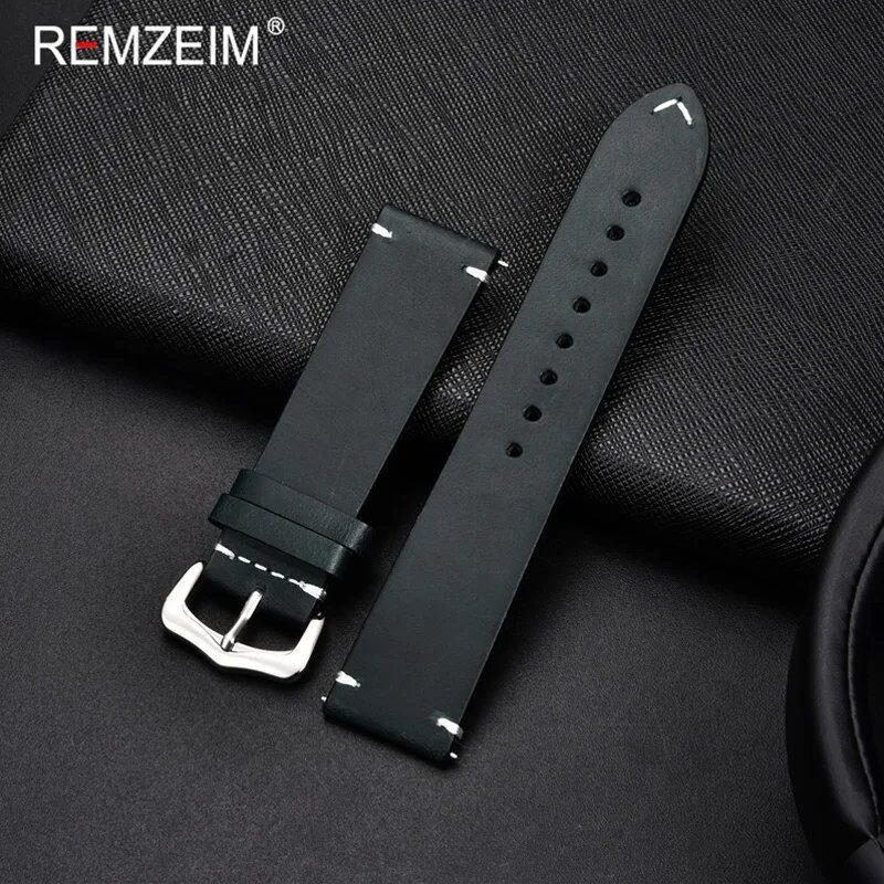 Handmade Genuine Leather Watch Band, 18mm, 20mm, 22mm, 24mm, Steel Buckle Strap for Watches, High-Quality Wrist Belt, Bracelet + Tools Included, Band Color: mm, Parallel Import