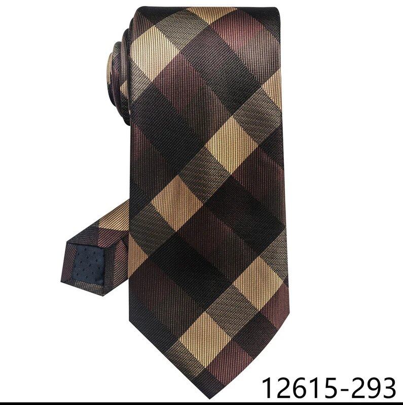 Classic Gray Check 8cm Silk Tie for Men, Perfect for Suits, Weddings, Business, Work, Birthdays, and More. Parallel Import.