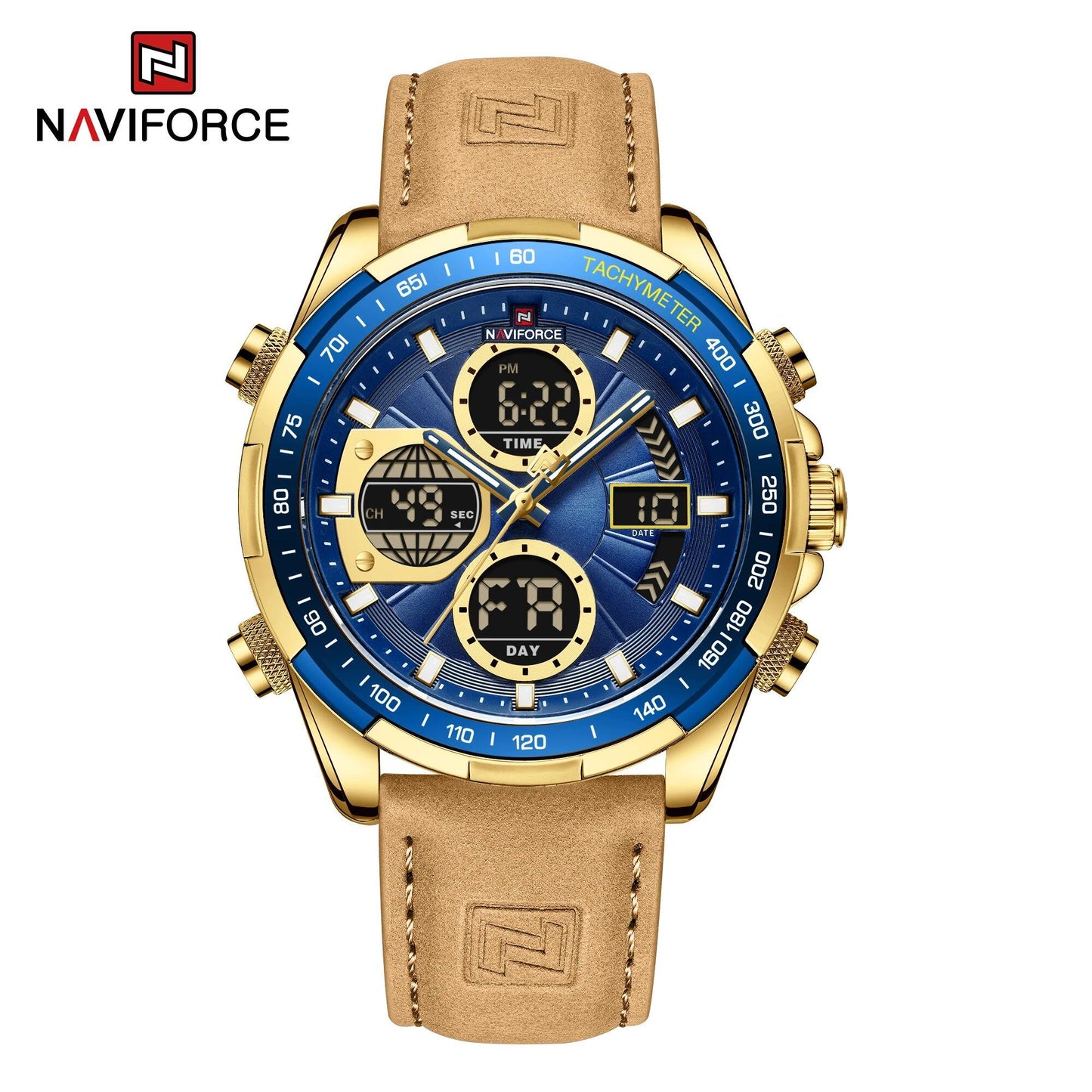 NAVIFORCE Men's Fashion Military Watch, Luxury Original Sports Chronograph, Waterproof Quartz Digital Wristwatch, Parallel Import