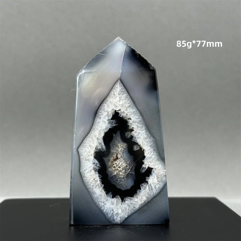 Natural Black Agate Gid Obelisk Wand for Healing, Aura, Meditation, Spiritual Energy, Feng Shui, Altar, Home Decor, Ornaments, Color: Parallel Import