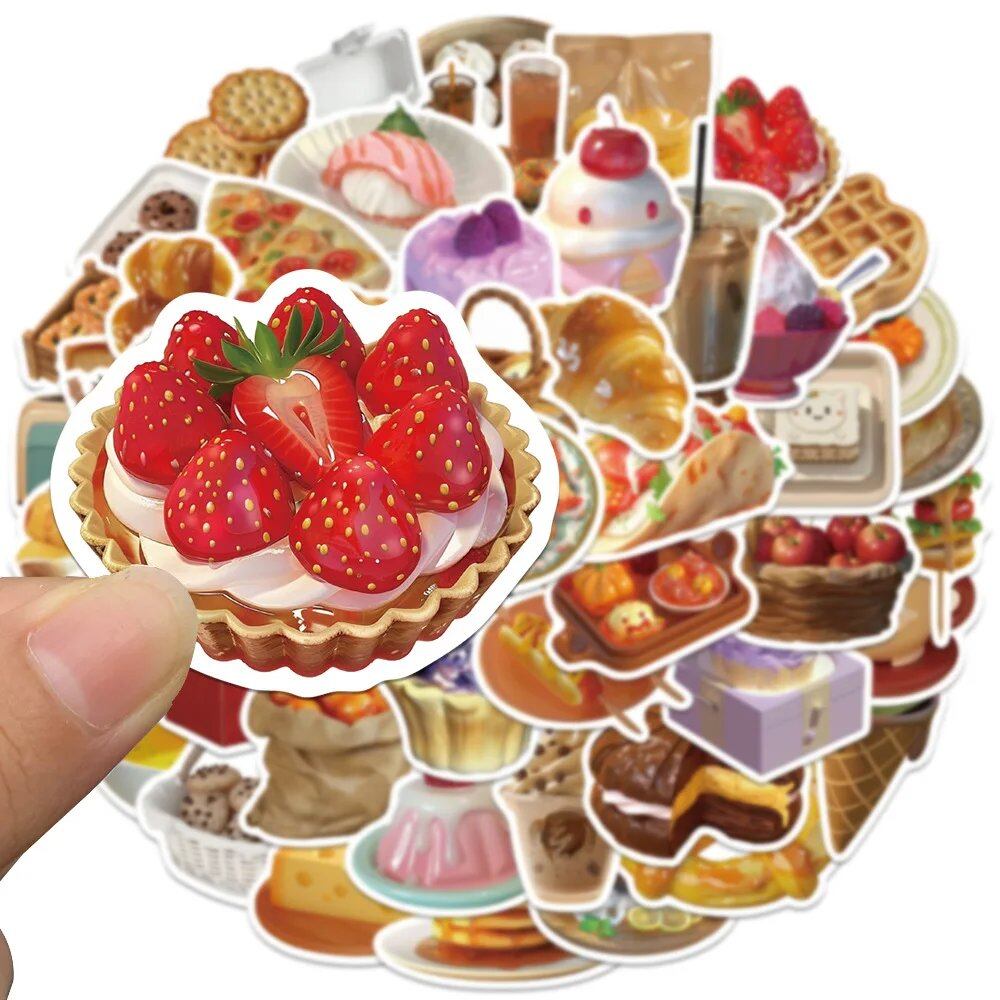 10/30/50 Sheets of Instagram-Style Cute Food Stickers, Cartoon Designs for DIY Diary, Scrapbooking, Cell Phones, Bicycles, Skateboards, Waterproof, Graffiti, and Toys. Color: 0 Pieces. Parallel Import.