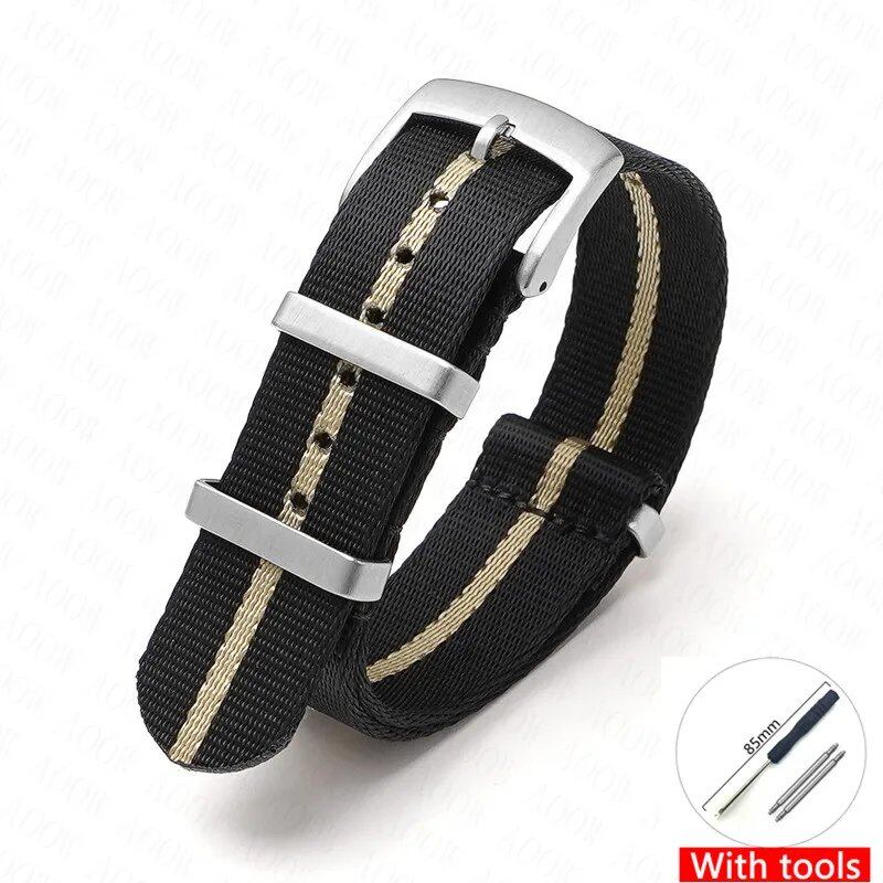Nylon Strap for Omega Moonwatch, Speedmaster, and Seamaster 300 - Seiko 18mm, 20mm, 22mm, and 24mm Men's Sports Canvas Watch Bracelet, Band Color: mm, Parallel Import
