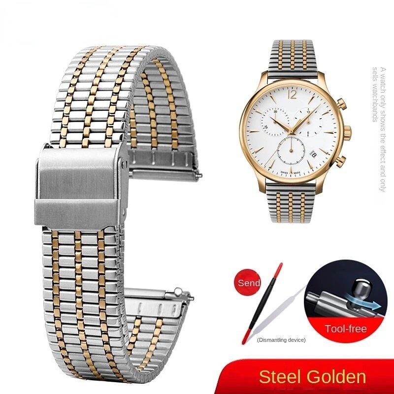 18mm, 20mm, 22mm Stainless Steel Quick Release Spring Bar Men's Watch Band with Safety Buckle, Bracelet Accessory, Sizes: Parallel Import