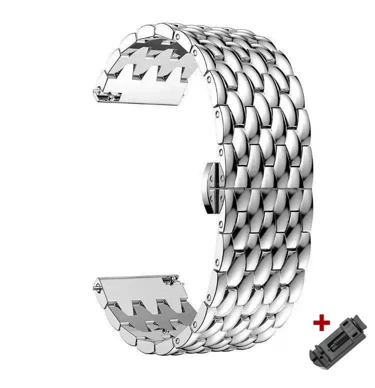Stainless steel band for Samsung Galaxy Watch 6 (43mm, 47mm, 4, 42mm, 5, 40/44mm), 20mm, 22mm strap; Huawei Watch 4 Pro GT3 (46mm, 43mm) bracelet. Band color: mm; Ships from: Parallel import.