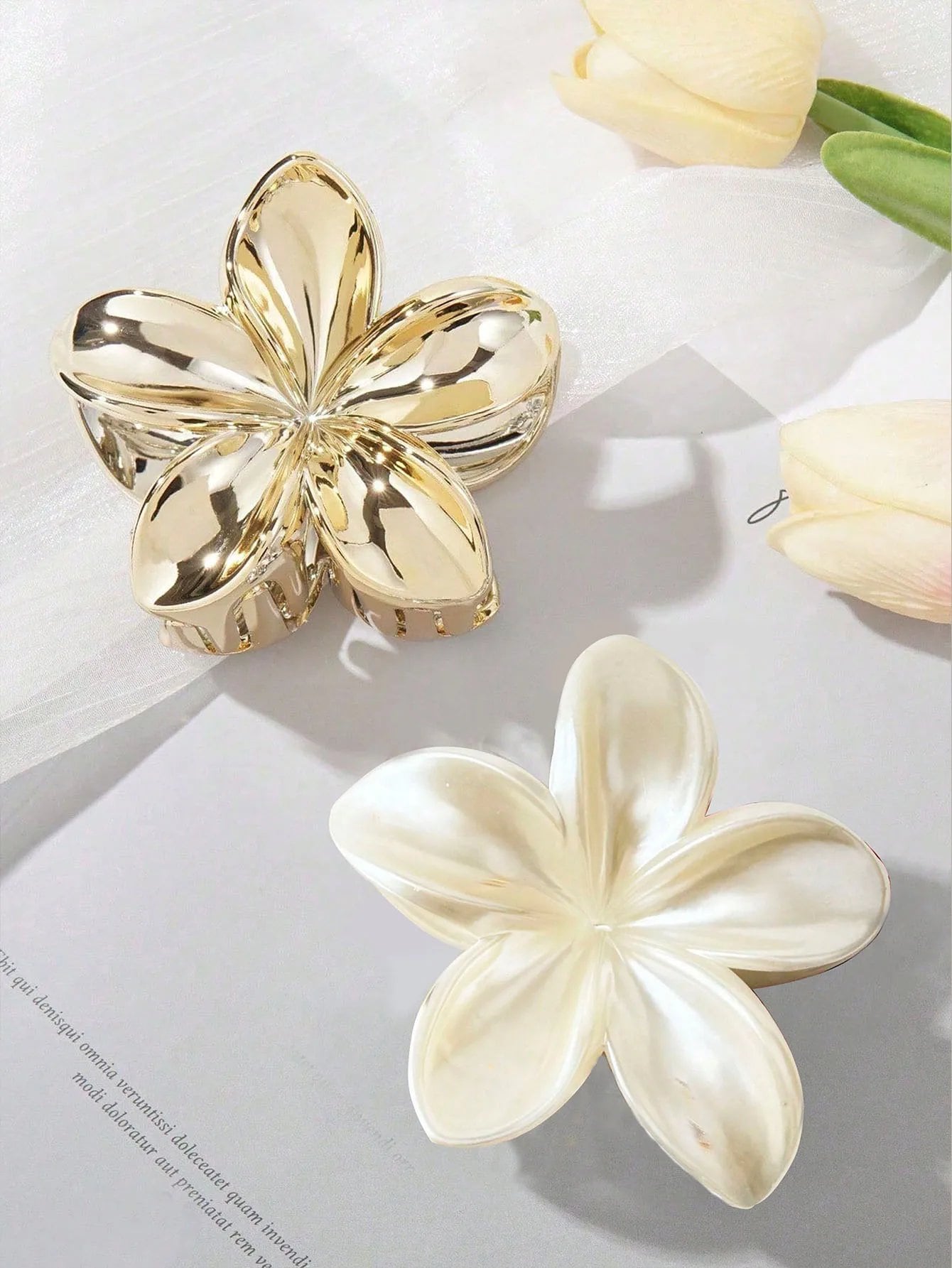 1/2 Piece Stylish Simple Shiny Oval Flower Hair Claws for Women and Girls, Party Hair Accessories, Parallel Import