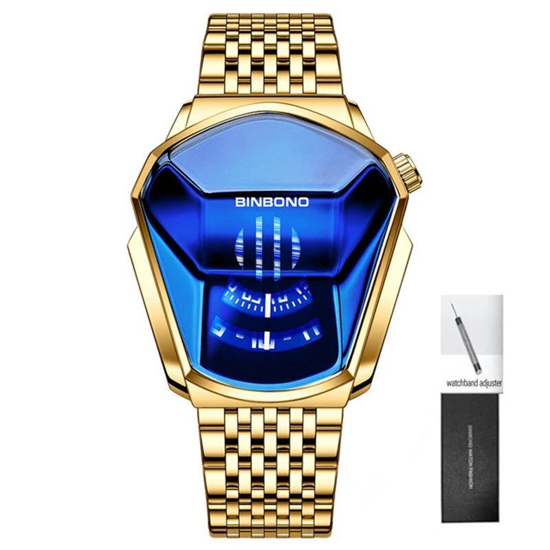 Men's Dominating Black Bike Concept Watch with Trendy Large Dial and Technology Style, Includes Box, Parallel Import
