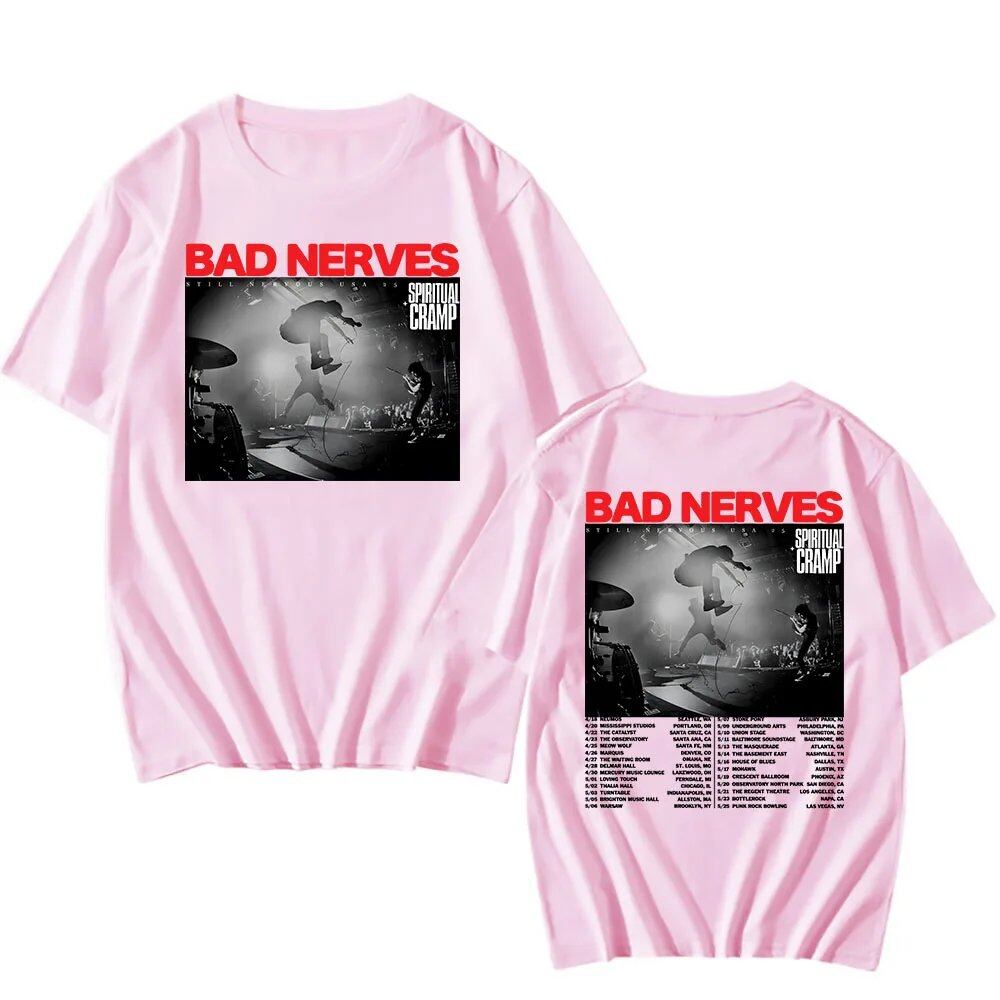 BAD NERVES "Still Nervous Tour 2025" T-Shirt, Spiritual Crump, Hip Hop, Unisex, Streetwear, Grunge, Fashion, Graphic T-Shirt, Men's Apparel, Size: Parallel Import