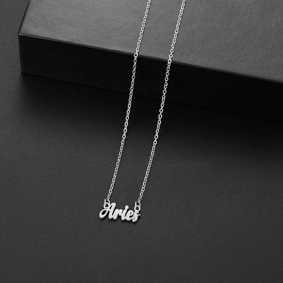 Silver-colored stainless steel star and constellation chain necklace for women, constellation pendant, birthday gift, 45cm long; metal color, parallel import