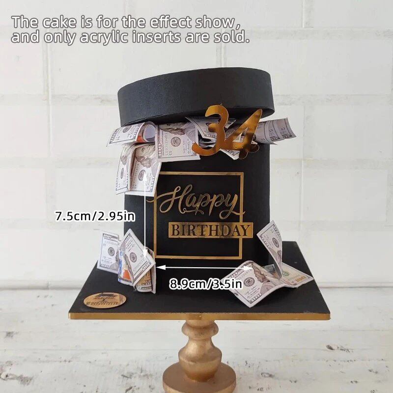 Set of 1, 3, or 5 Acrylic Birthday Queen Gold Cake Topper for Happy Birthday Party Side Cake Decorations. Size: Parallel Import.