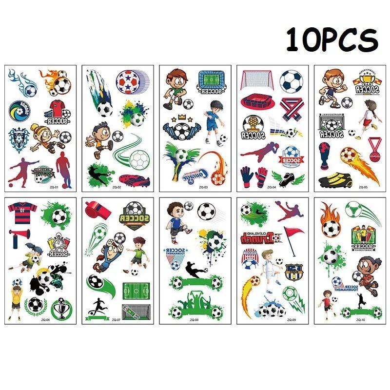 10-Pack Waterproof Temporary Tattoo Stickers for Kids and Soccer Fans, Fake Tattoos for Adults and Kids, Arm Covers, Color: Parallel Import