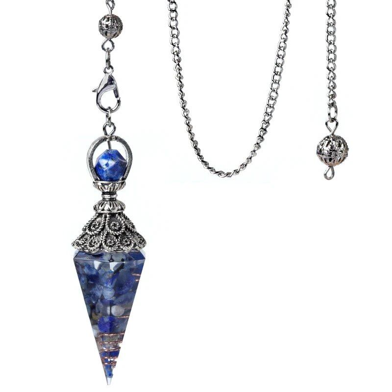 1 Orgone Pendulum for Energy Healing, Chakra Divination, with Tip, Natural Crystal Stone Chip Bead Pendant, Yoga, Meditation Pendant; Product Diameter: 18 x 60mm, Parallel Import
