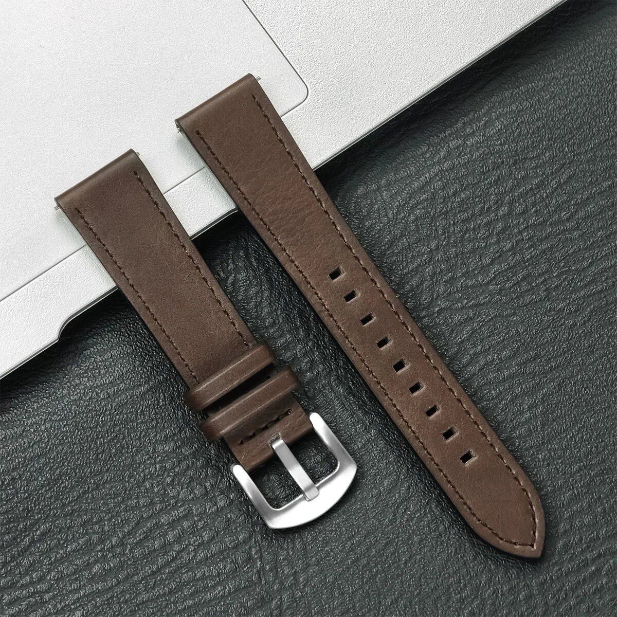 Compatible with Samsung Galaxy Watch 6/5/4 (40mm/44mm) and Xiaomi Redmi Watch 3 Lite/Active, 20mm/22mm Leather Strap, Vintage Style, Size 2, Parallel Import