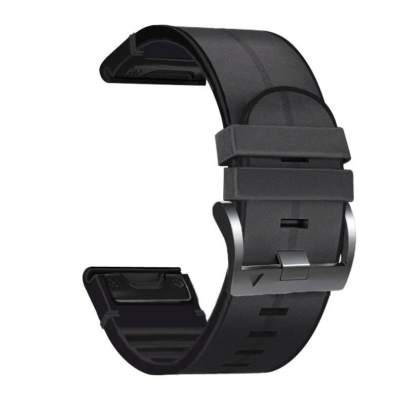 Synthetic Leather Silicone Quick Fit Strap for Garmin Fenix 8 51mm/47mm, Fenix E 7, 7X Pro, 6X, 6 Pro, 5, and 5X Plus. Band Color: Parallel Import.