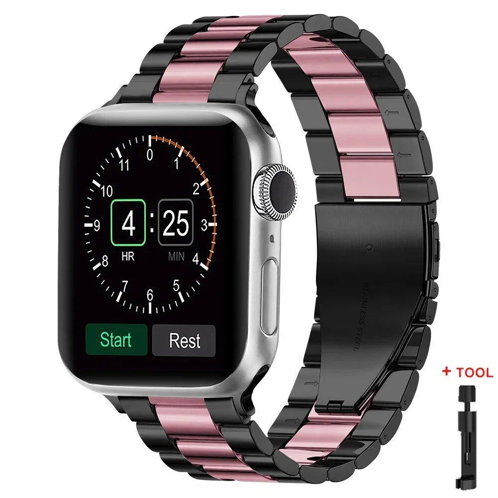 Stainless Steel Metal Band for Apple Watch Ultra 2 (49mm), S10 (46mm), 42mm, 45mm, 41mm, and 44mm - Compatible with iWatch Series 10, 9, 8, 7, SE, 6, 5, 4, and 3. Band Color: Imported