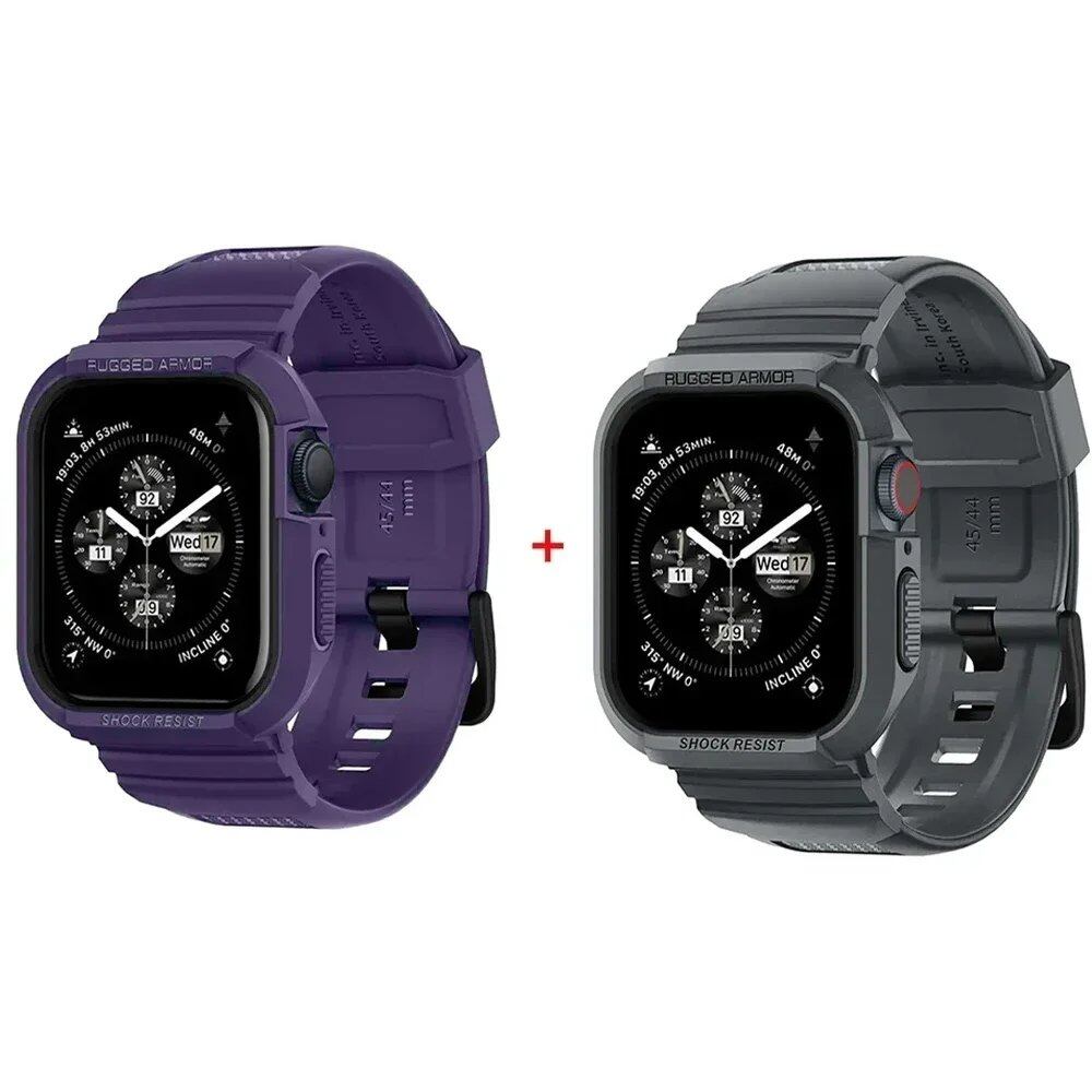 Rough Armor Pro Reinforced Rubber Case & Band for Apple Watch Ultra 2/Series 9/8/SE2/7/6/SE/5/4 (Compatible with 45mm/44mm/41mm/40mm) Band Color: Parallel Import