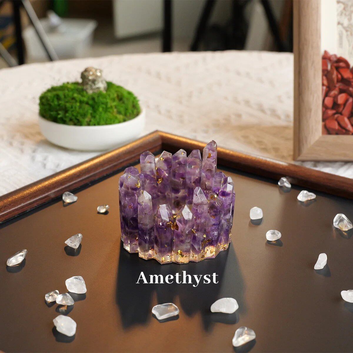 1個 天然水晶 エネルギー発生器 消磁ボウル レイキヒーリング チャクラ 樹脂製 瞑想ポイント ルームデコレーション 母の日ギフト 並行輸入品
