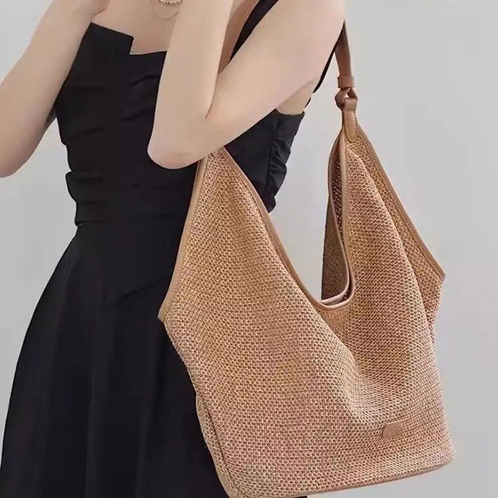 新作ファッション ストロー編み ホーボーショルダーバッグ レディース 夏 ビーチ ハンドバッグ 女性用 ポーチ カラー:カーキ 並行輸入品新作ファッション ストロー編み ホーボーショルダーバッグ レディース 夏 ビーチ ハンドバッグ 女性用 ポーチ カラー:カーキ 並行輸入品