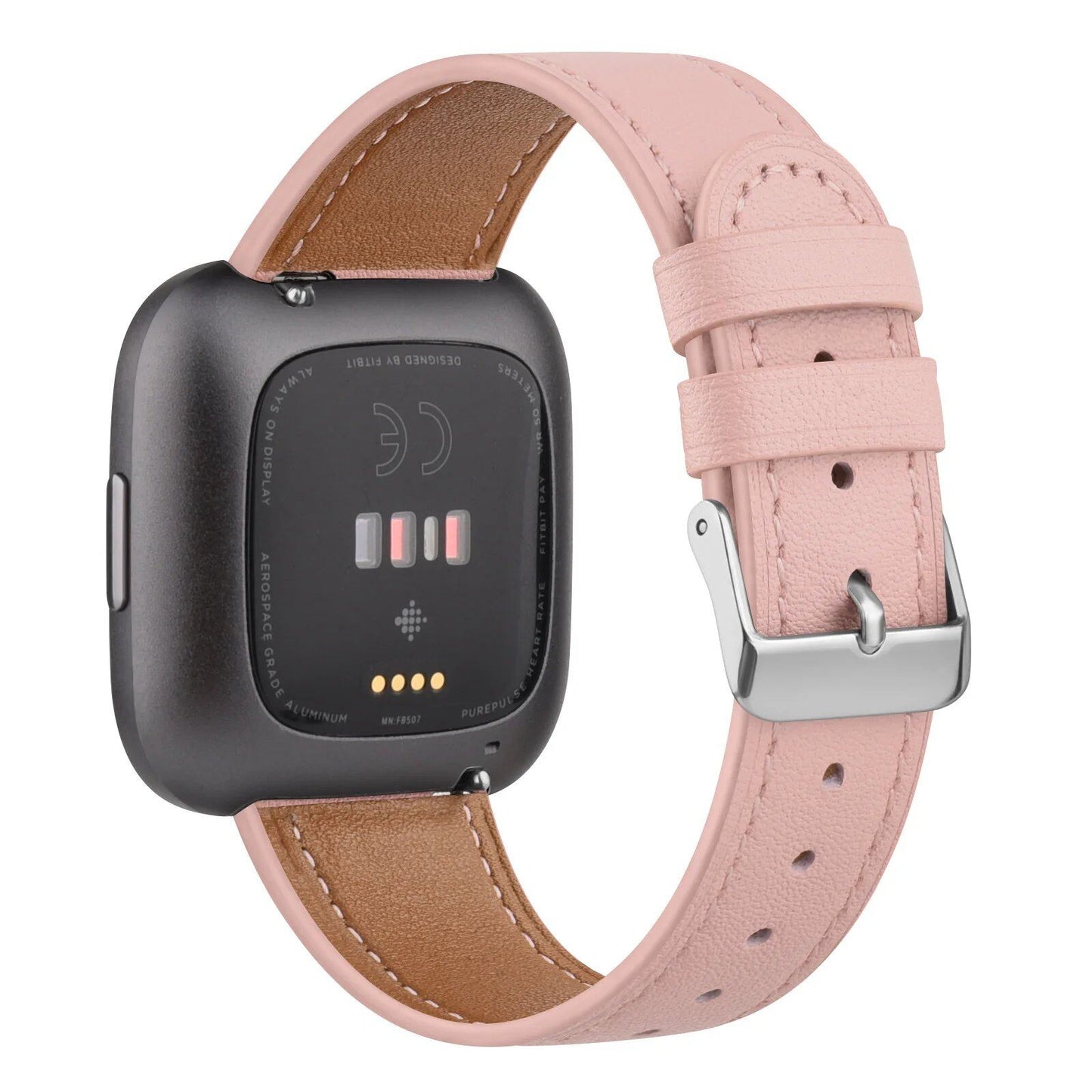 100% Genuine Leather Replacement Wristband Strap for Fitbit Versa 2/3/4/Lite/Sense/Sense 2. Band Color: Parallel Import.