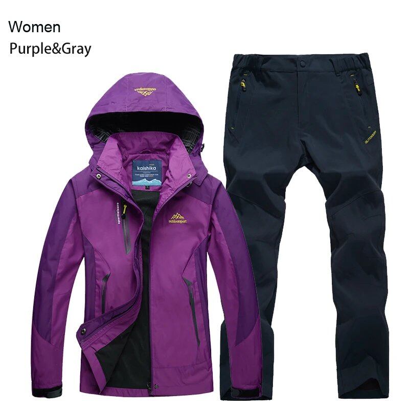 TRVLWEGO Women's Jacket & Pants Hiking Set, Camping, Spring/Autumn Outdoors, 20,000mm Waterproof, Windbreak Suit, Trekking Coat & Trousers, Size: Parallel Import