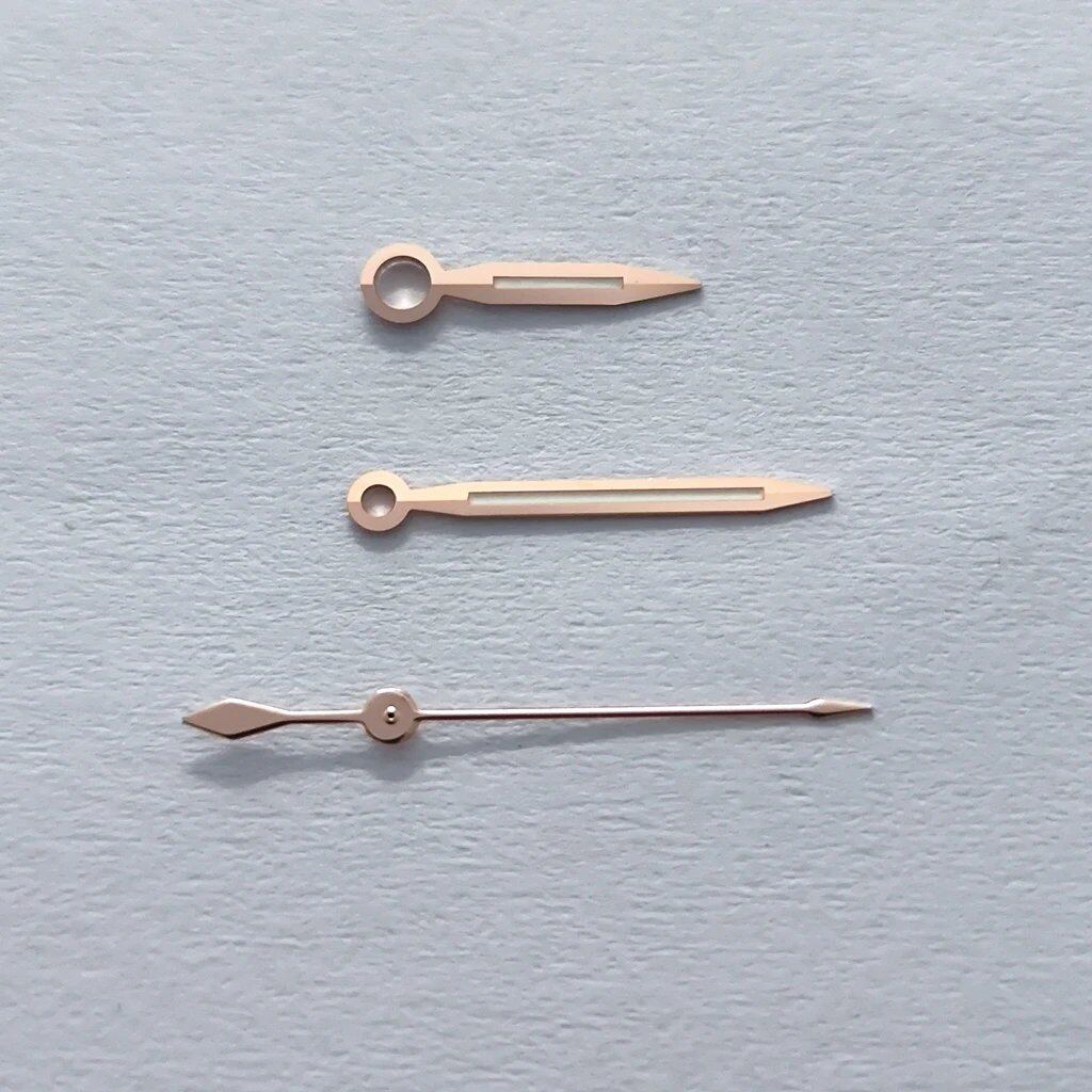 High-quality watch hands set for NH35, NH36, NH38, NH39, NH70, NH72, 7S26, 7S36, 4R35, and 4R36 watches. Available in silver, gold, rose gold, and black with fluorescent coating. Parallel import.