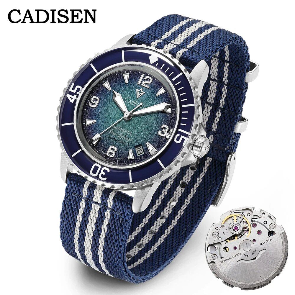 CADISEN Deep Explorer 2025 New Automatic Mechanical Watch for Men, Canvas Strap, Waterproof, Luminous, Luxury Watch with NH35 Movement; Ships from: Parallel Import