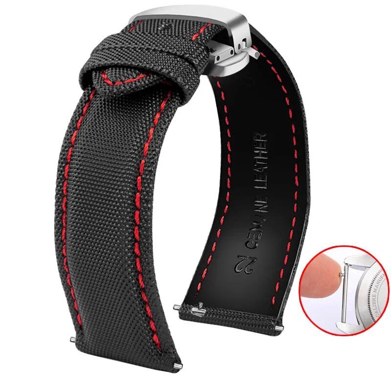 20mm, 21mm, 22mm, 23mm, 24mm Nylon & Leather Watch Band for Tag Heuer, Citizen, and Seiko 5. Men's and Women's Canvas Watch Strap. Band Color: mm. Parallel Import.