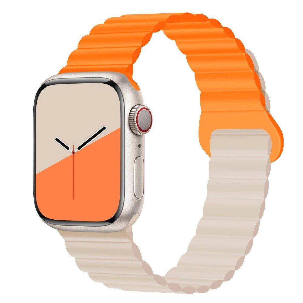 Silicone Loop Magnetic Strap for Apple Watch - Compatible with iWatch Series 8/SE/6/7/Ultra 2/9/10 (44mm/40mm/45mm/49mm/41mm/42mm/46mm) - Band Color: mm; Ships from: Parallel Import