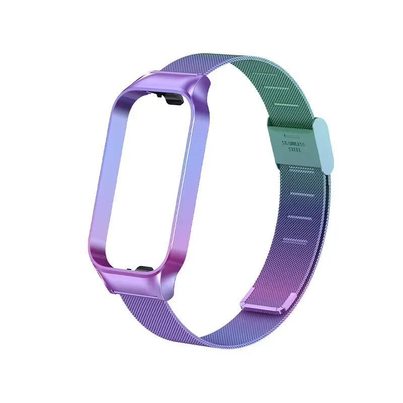Stainless Steel Metal Strap for Xiaomi Mi Band 8 Active - Metal Wristband Compatible with Smart Band 8 Active, Band Color: Parallel Import