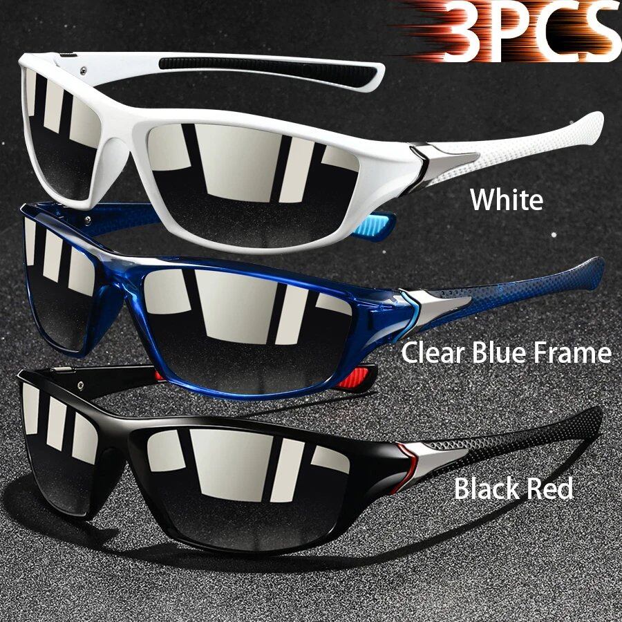 Set of 1, 2, or 3 Retro Sports Sunglasses for Men and Women, Ideal for Fishing, Running, Cycling, Climbing, and Outdoor Sports, UV400 Protection, Anti-Glare Lens Color: Parallel Import