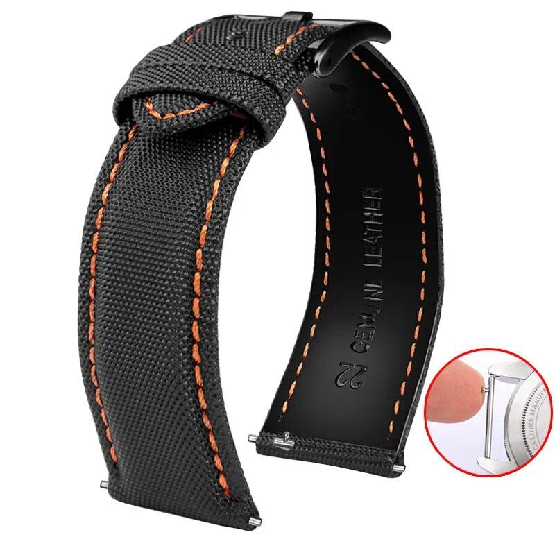 20mm, 21mm, 22mm, 23mm, 24mm Nylon & Leather Watch Band for Tag Heuer, Citizen, and Seiko 5. Men's and Women's Canvas Watch Strap. Band Color: mm. Parallel Import.