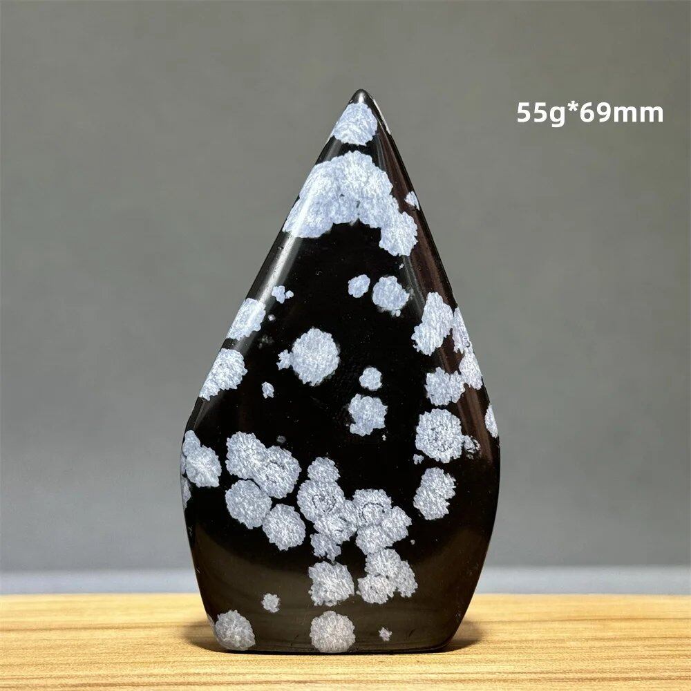 Snowflake Obsidian Freeform Ornament with Natural Quartz, Reiki, Meditation, Healing, Witchcraft, Energy Decoration, Home Gift, Color: Parallel Import