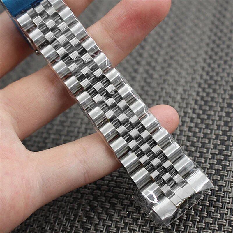 Luxury Curved End Metal Watch Band for Rolex Datejust Jubilee, 18mm, 19mm, 20mm, 21mm Stainless Steel Bracelet, Band Color: mm, Parallel Import