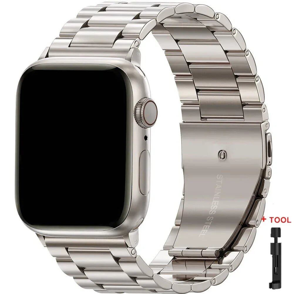 Stainless Steel Metal Band for Apple Watch Ultra 2 (49mm), S10 (46mm), 42mm, 45mm, 41mm, and 44mm - Compatible with iWatch Series 10, 9, 8, 7, SE, 6, 5, 4, and 3. Band Color: Imported