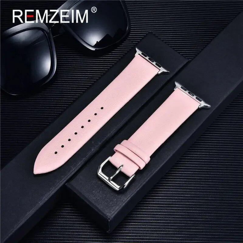 Genuine Leather Watch Strap for Apple Watch 8, 7, 6, SE, 5, 4, 3, 2, 38mm, 40mm, 41mm, 45mm, 44mm, 42mm, Blue, Band Color: mm, Parallel Import