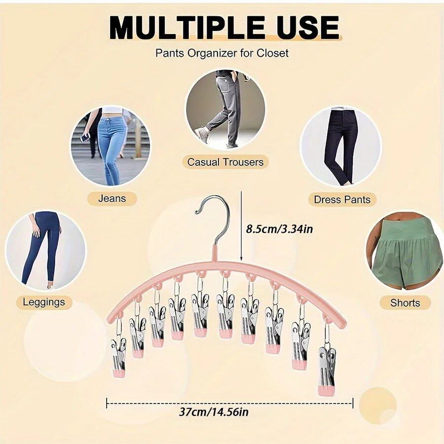 Leggings/Pants Storage Hanger with 10 Clips for 1/2/3 Pairs of Pants, Space-Saving Closet Organizer, Size: Parallel Import