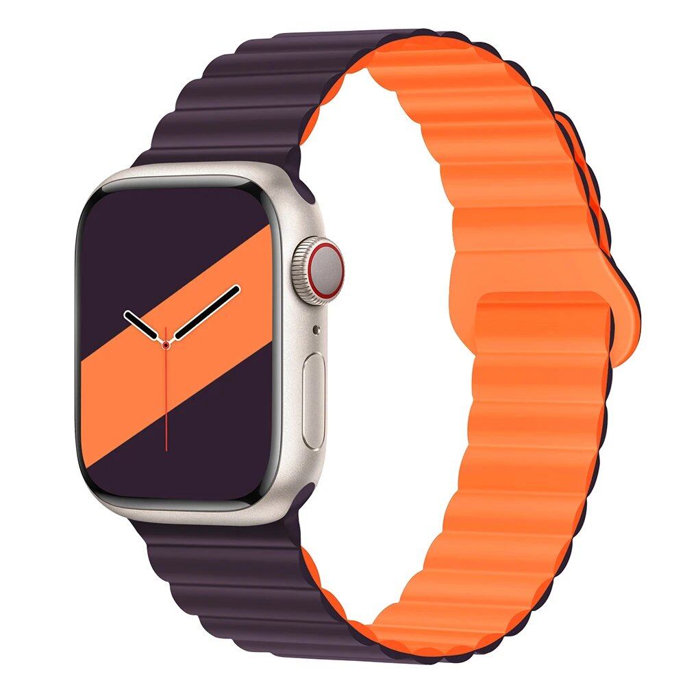 Silicone Loop Magnetic Strap for Apple Watch - Compatible with iWatch Series 8/SE/6/7/Ultra 2/9/10 (44mm/40mm/45mm/49mm/41mm/42mm/46mm) - Band Color: mm; Ships from: Parallel Import