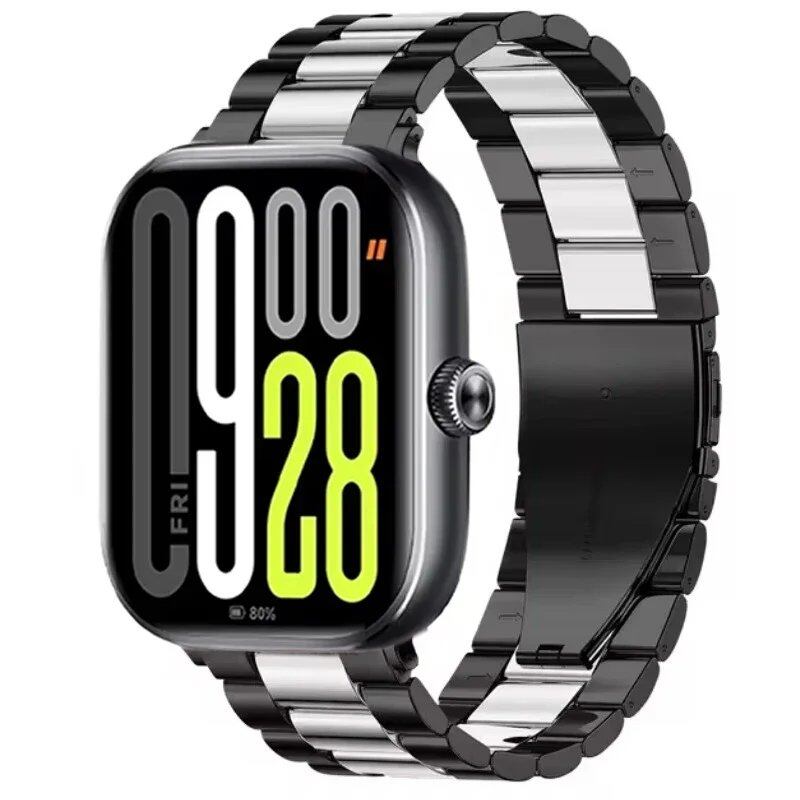Metal Strap for Redmi Watch 5/4 - Compatible with Xiaomi Band 9 Pro / Mi Band 8 Pro, Comfortable and Breathable Replacement Wristband, Bracelet, Band Color: Black, Band Width: Parallel Import