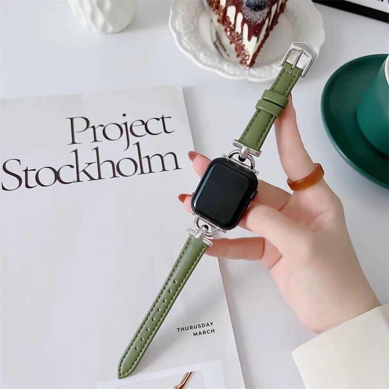 Genuine Apple Watch Leather Strap, Compatible with iWatch Series 8/7/6/SE/5/4/3, 44mm, 41mm, 45mm, 38-42-40mm, Ultra, and 49mm Bands. Parallel Import.