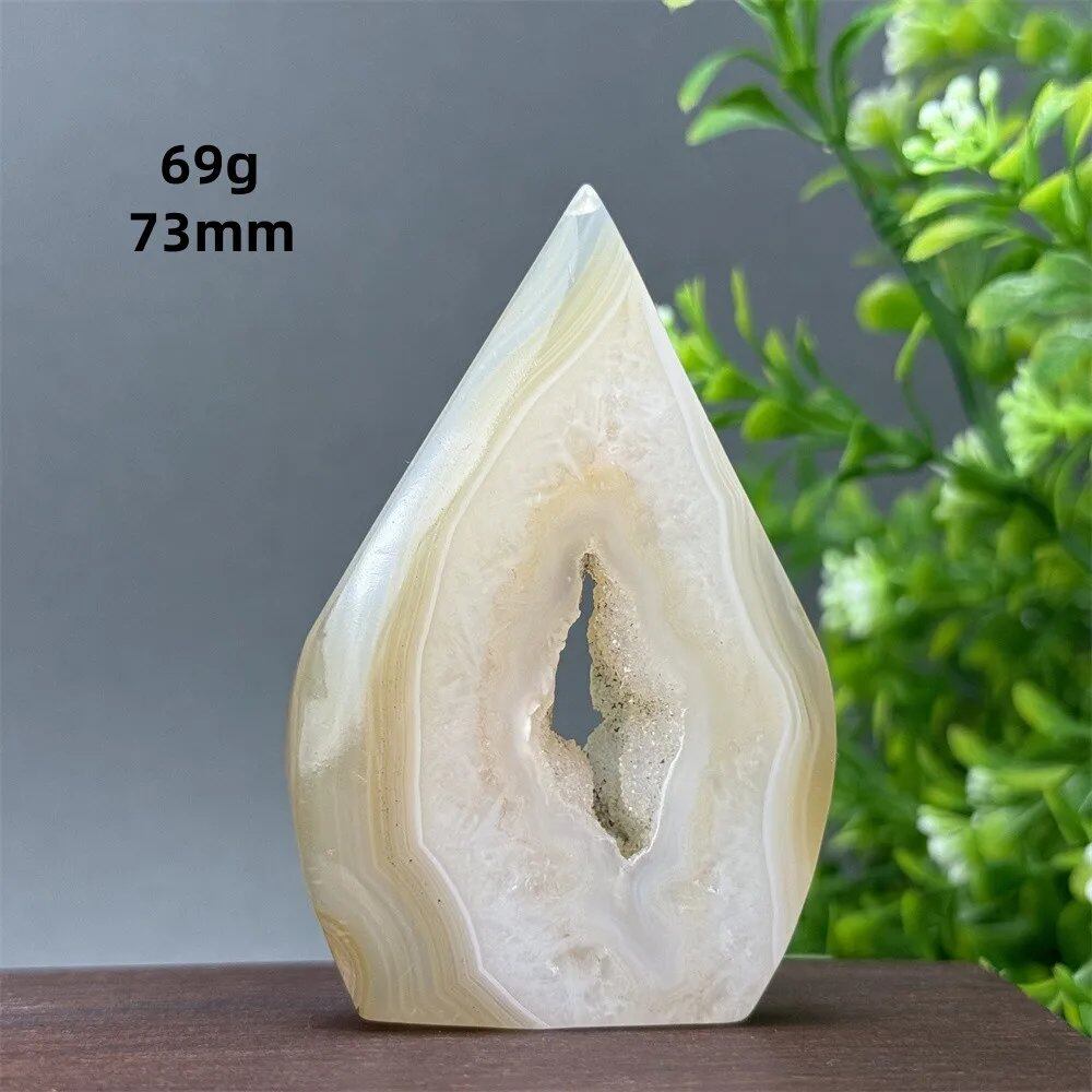 Natural Yellow Agate Geode, Freeform Torch, Mineral Energy, Home Furnishings, Meditation, Aura, Prayer, Altar, Gift, Parallel Import