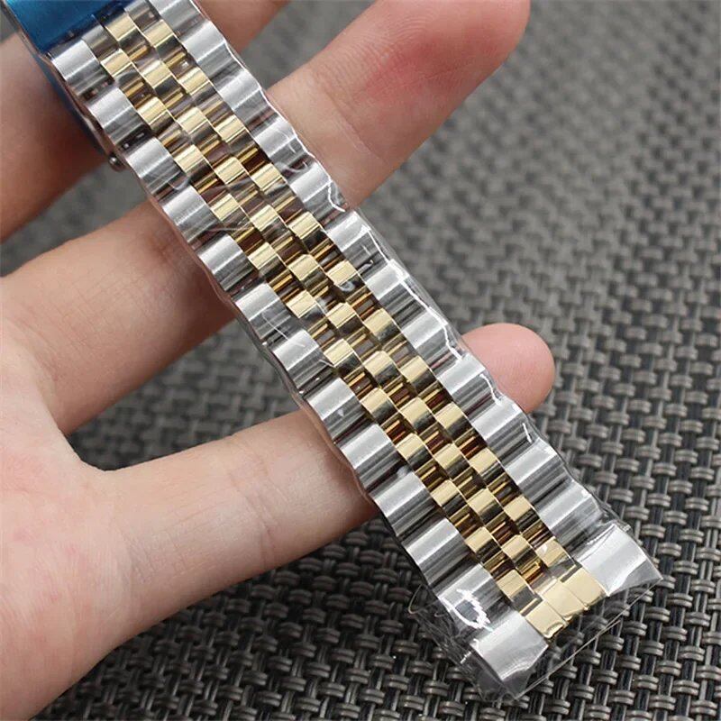Luxury Curved End Metal Watch Band for Rolex Datejust Jubilee, 18mm, 19mm, 20mm, 21mm Stainless Steel Bracelet, Band Color: mm, Parallel Import