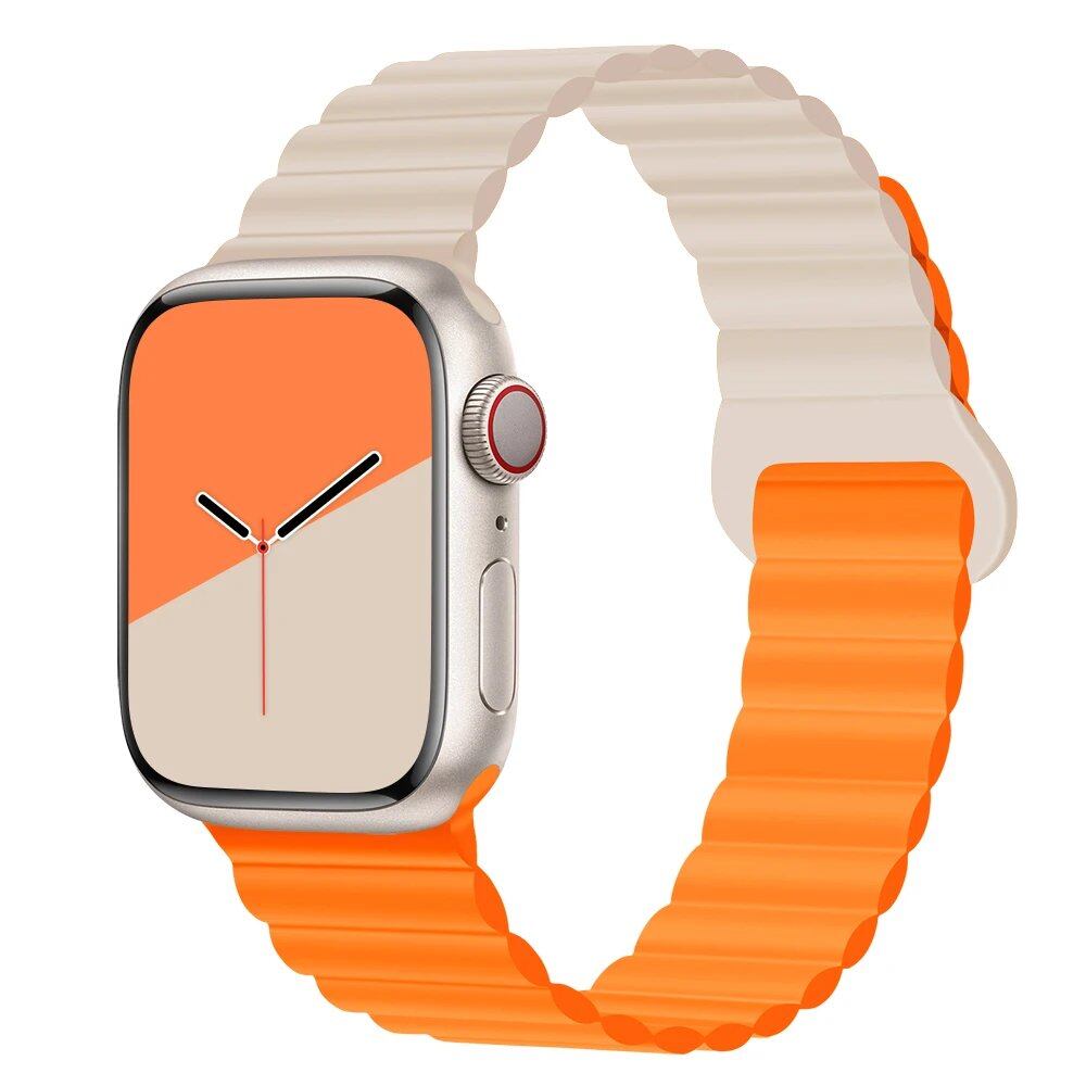 Silicone Loop Magnetic Strap for Apple Watch - Compatible with iWatch Series 8/SE/6/7/Ultra 2/9/10 (44mm/40mm/45mm/49mm/41mm/42mm/46mm) - Band Color: mm; Ships from: Parallel Import