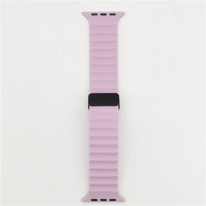Magnetic Buckle Strap for Apple Watch - Compatible with Ultra 2/SE/Series 3-9, 49mm/45mm/44mm/40mm/41mm/38mm/42mm Silicone Bracelet, Band Color: mm, Parallel Import