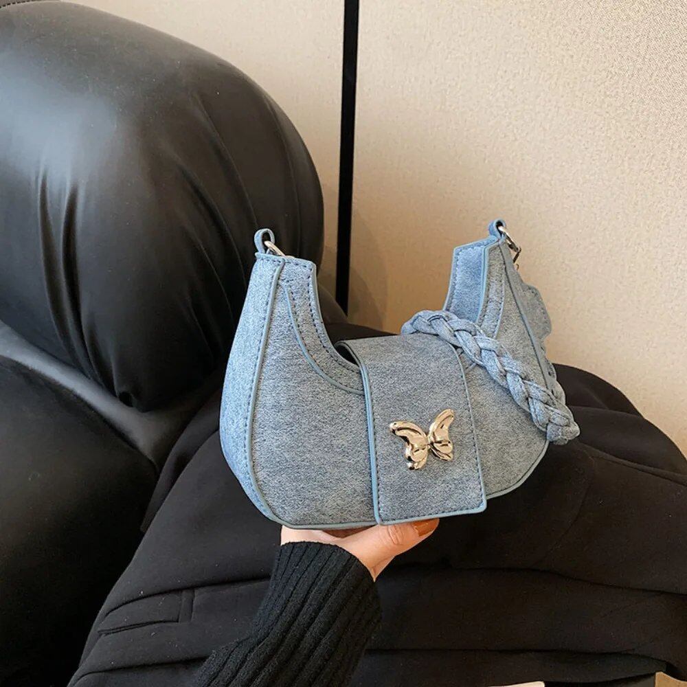 韓国風ファッション クロスボディバッグ PUレザー 蝶々デザイン ソリッドカラー ショルダーバッグ ホボバッグ 旅行用 おしゃれ 手提げバッグ 色 並行輸入品