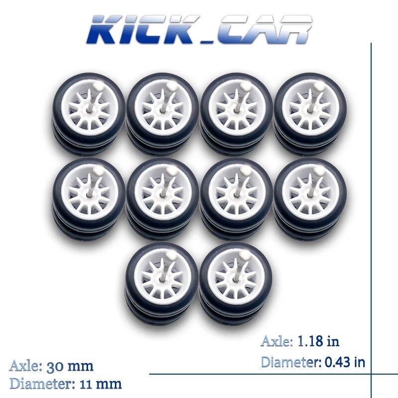 1/64 Scale 10-Spoke Wheel Set with Fixed Rubber Tires for Diecast Model Cars, Hot Wheels Modification Parts (5 Sets for 5 Cars), Color: MMW, Parallel Import