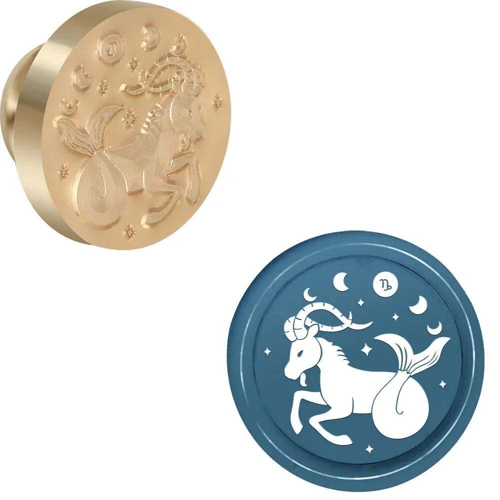 12 Zodiac Signs Round Wax Stamp with Removable Brass Head for Envelopes, Birthday Cards, Notes, and Gifts - Decorative (Imported)