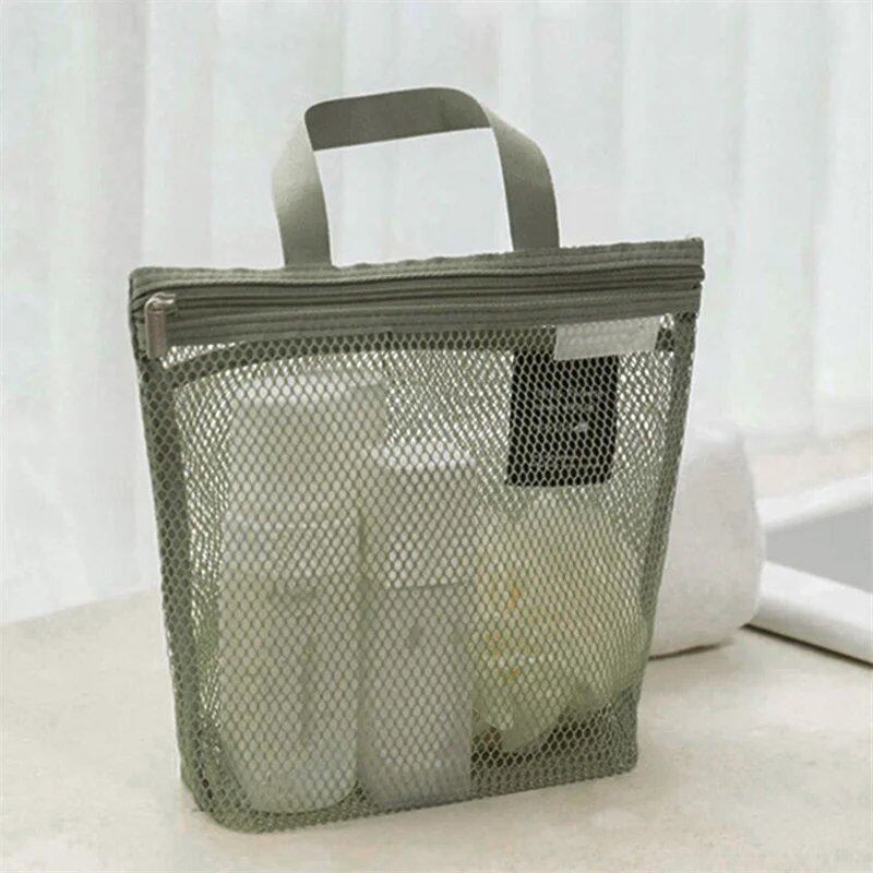 メッシュ化粧品・トイレタリーバッグ ハンドバッグ 携帯用旅行洗面ボディシャワーツール収納 ハンギングコスメ収納ポーチ 並行輸入品