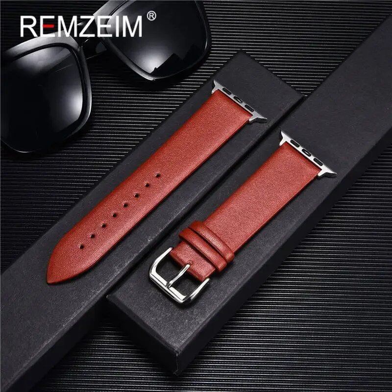 Genuine Leather Watch Strap for Apple Watch 8, 7, 6, SE, 5, 4, 3, 2, 38mm, 40mm, 41mm, 45mm, 44mm, 42mm, Blue, Band Color: mm, Parallel Import