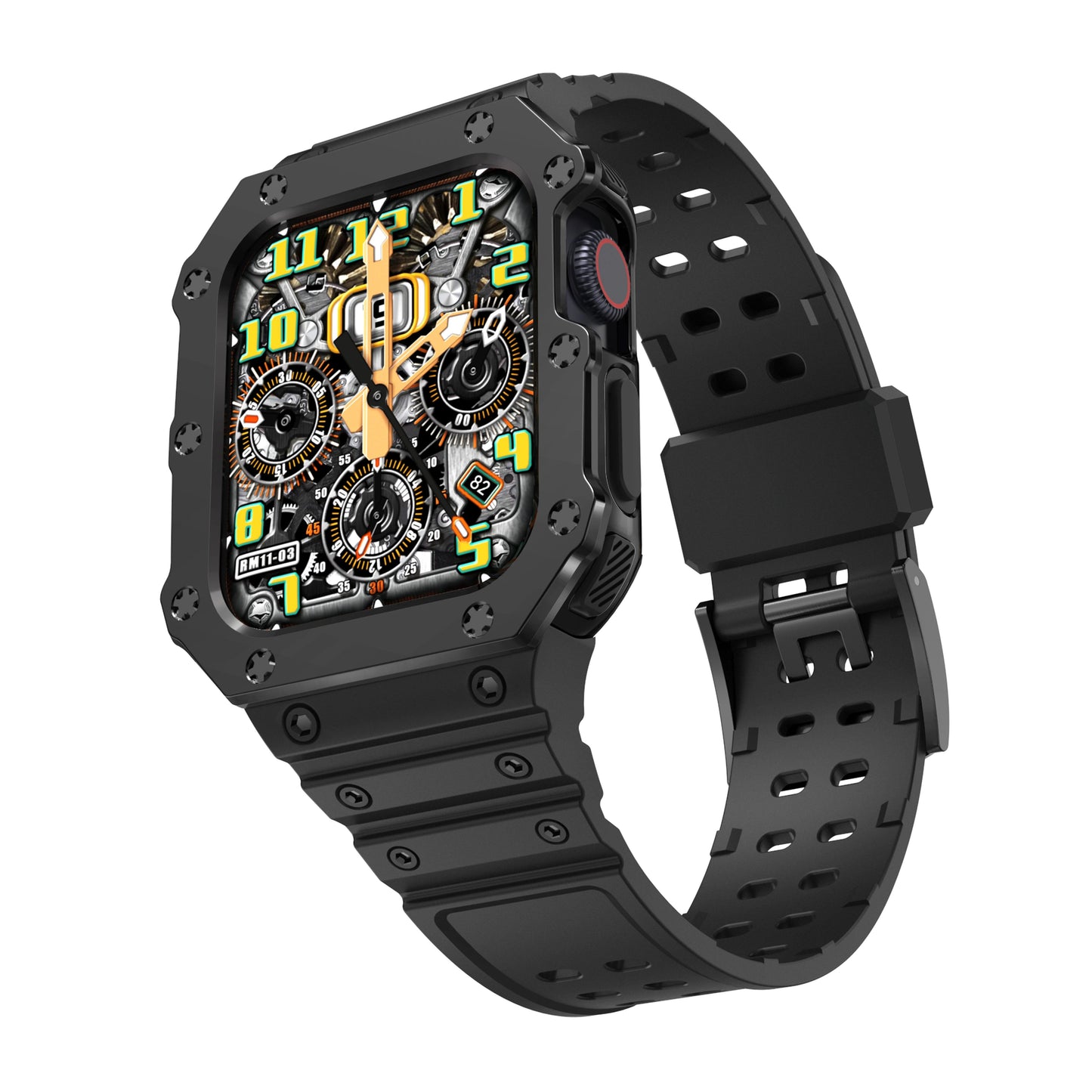 Apple Watch Band with Protective Case, Shockproof Sport Bumper - Compatible with Apple Watch SE and iWatch Series 8, 7, 6, 5, 4, 3, 2, and 1, Rugged Design, Band Color: mm, Parallel Import