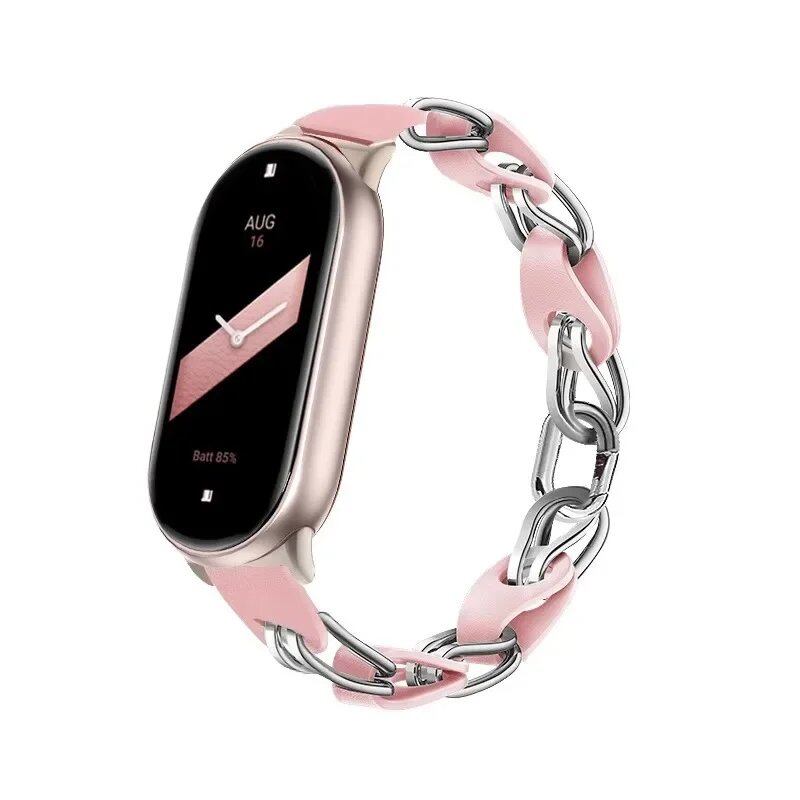 Original Stainless Steel Strap for Xiaomi Mi Band 9 - Fashionable Metal Bracelet for Mi Band 8/NFC Compatible Quick Release Replacement Band, Band Color: Parallel Import